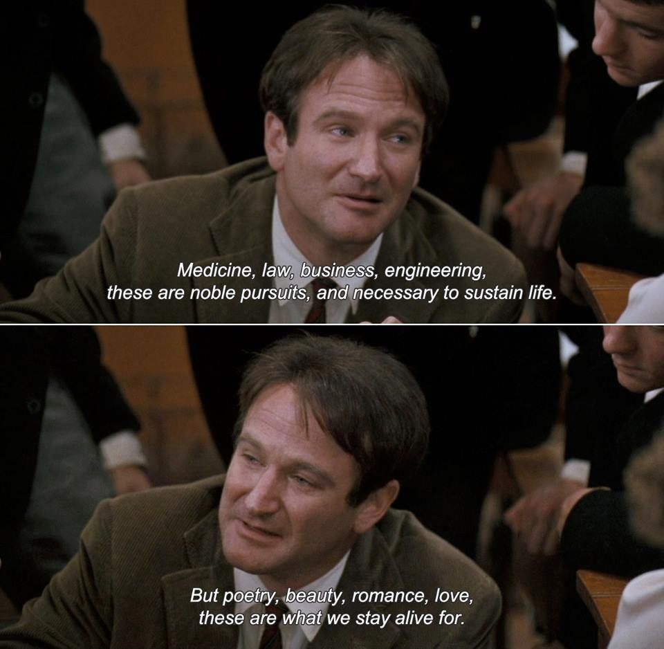 Dead Poets Society scene illustrating inspiration in learning