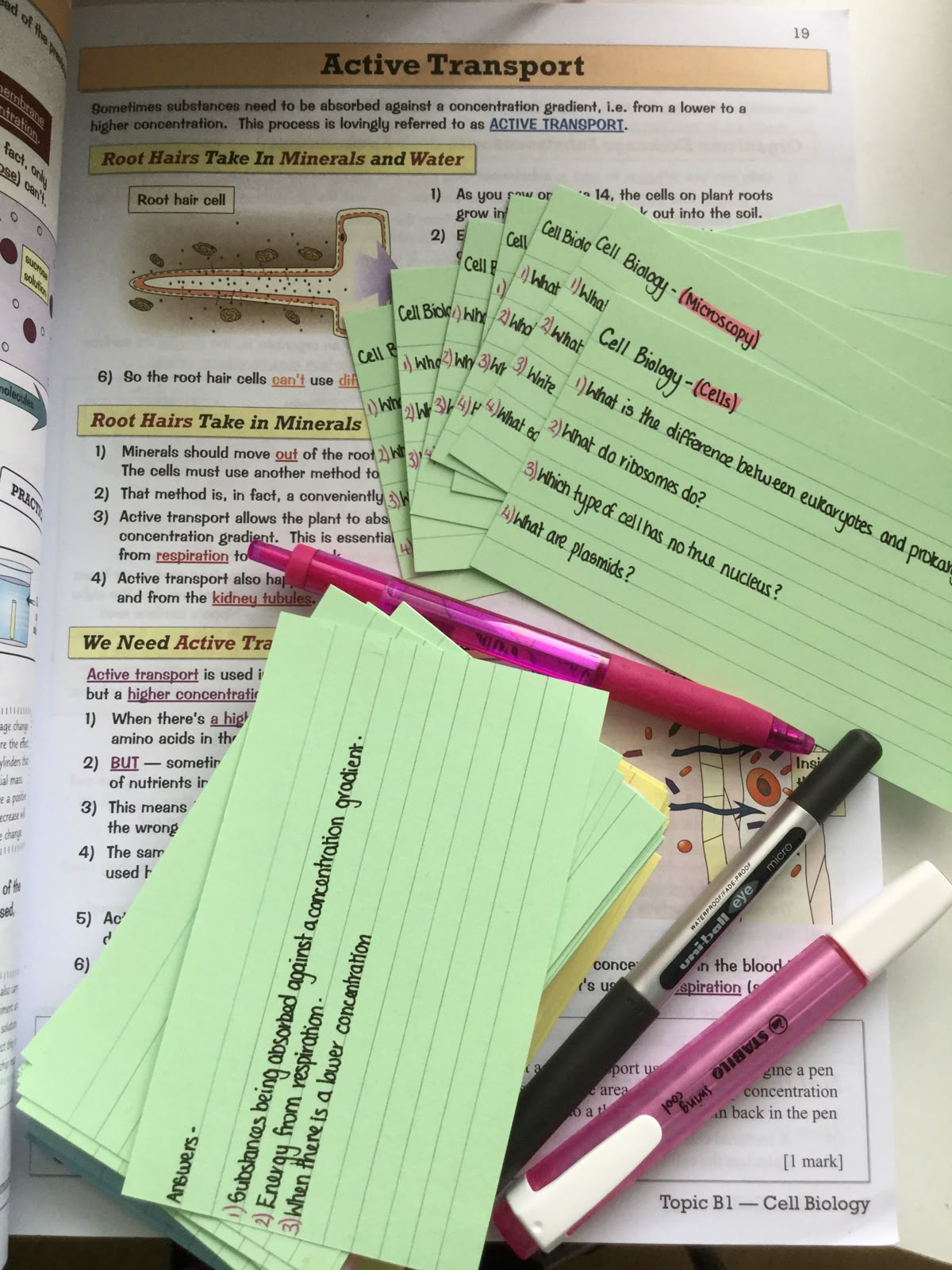 Flashcards and active recall study method